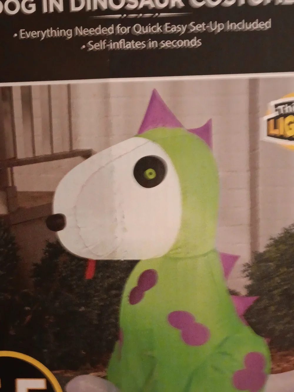 Inflatable Green Dinosaur Dog Costume with Purple Spots